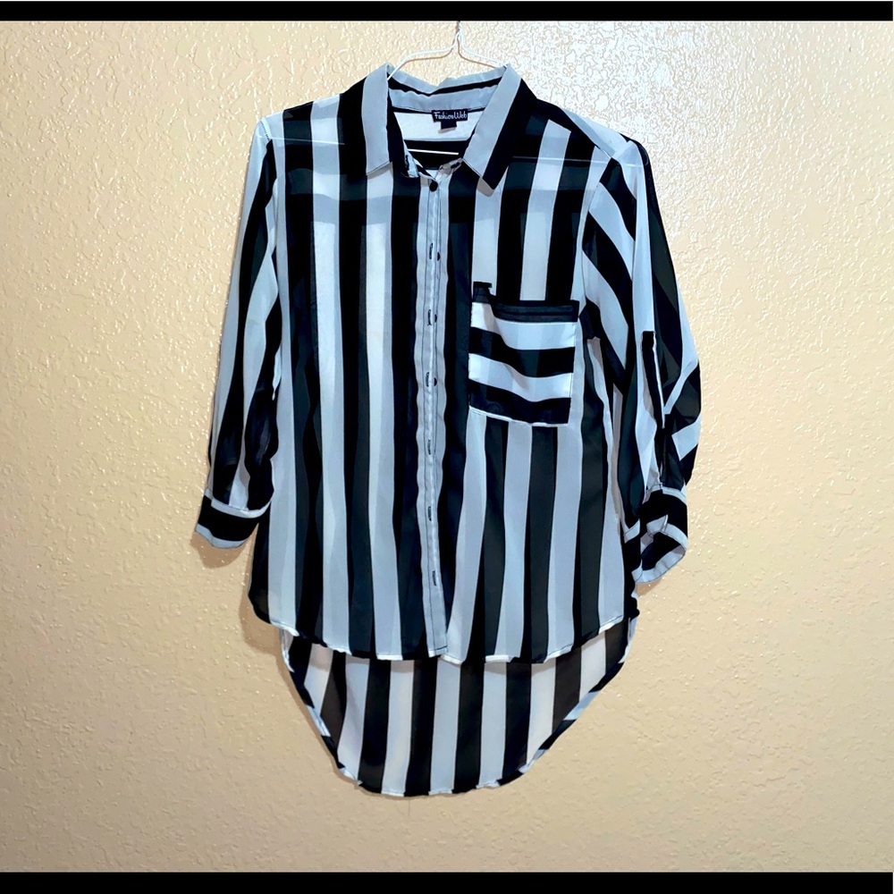 Fashion Web Striped Button Up